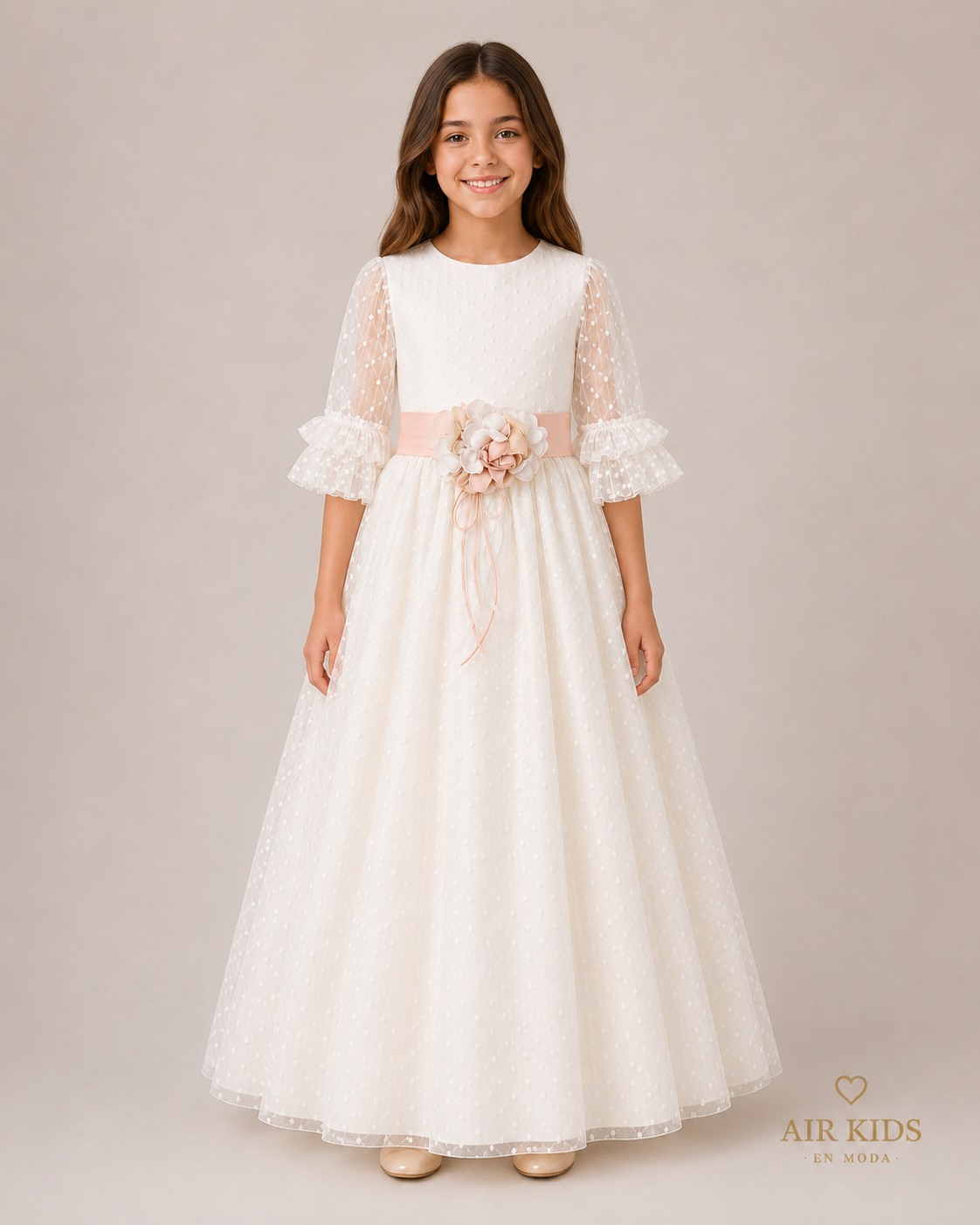 Vestido con Corona de Primera Comunion para Niña 22-910