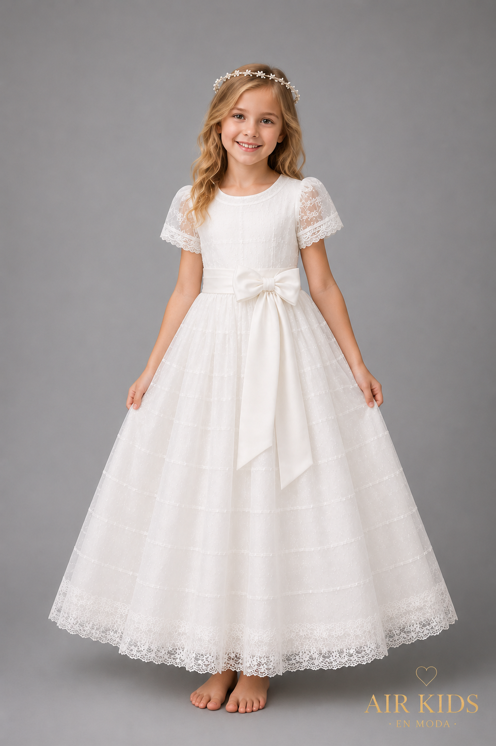 Vestido con Corona de Primera Comunión 11-469 Talla 8 Años