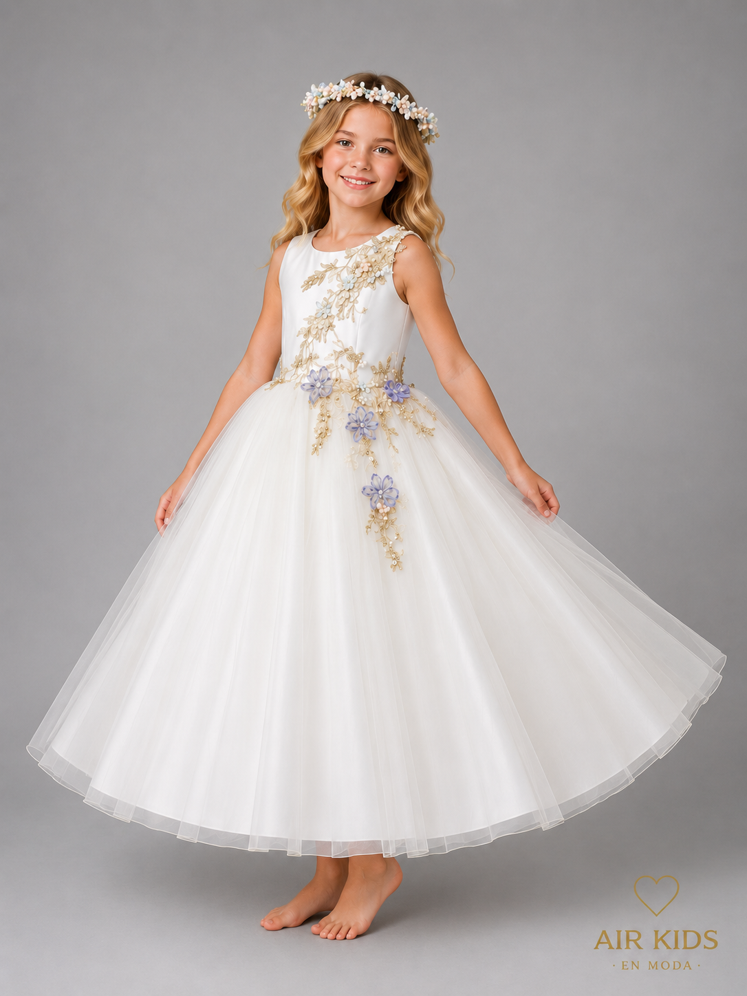 Vestido con Corona de Presentacion para Niña 24-006 Talla 8 Años