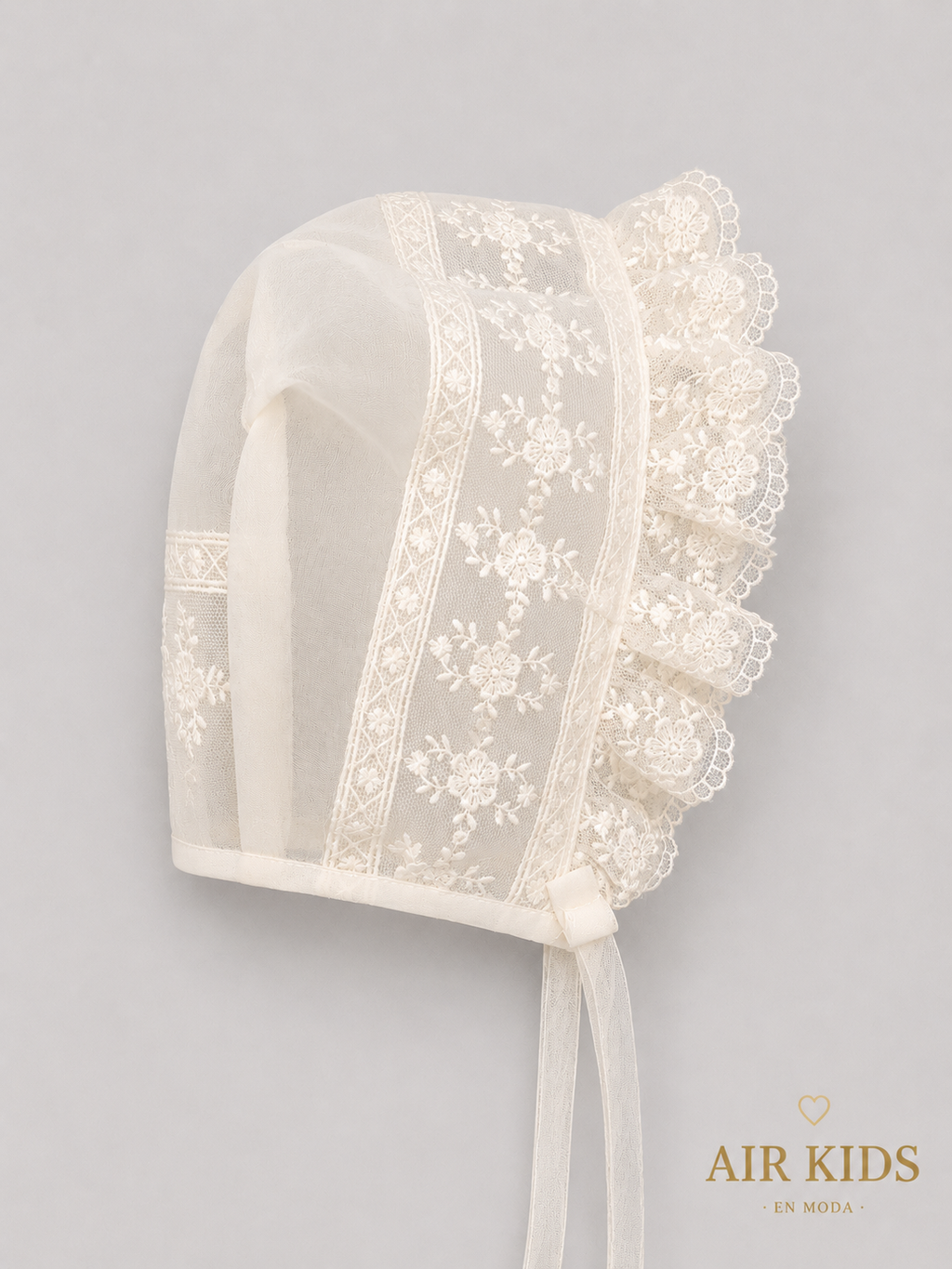 Ropon de gala organza de seda tira bordada española 26-462 Talla 24 meses