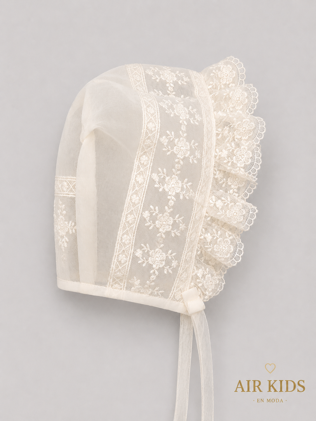 Ropon de gala organza de seda tira bordada española 26-462 Talla 24 meses