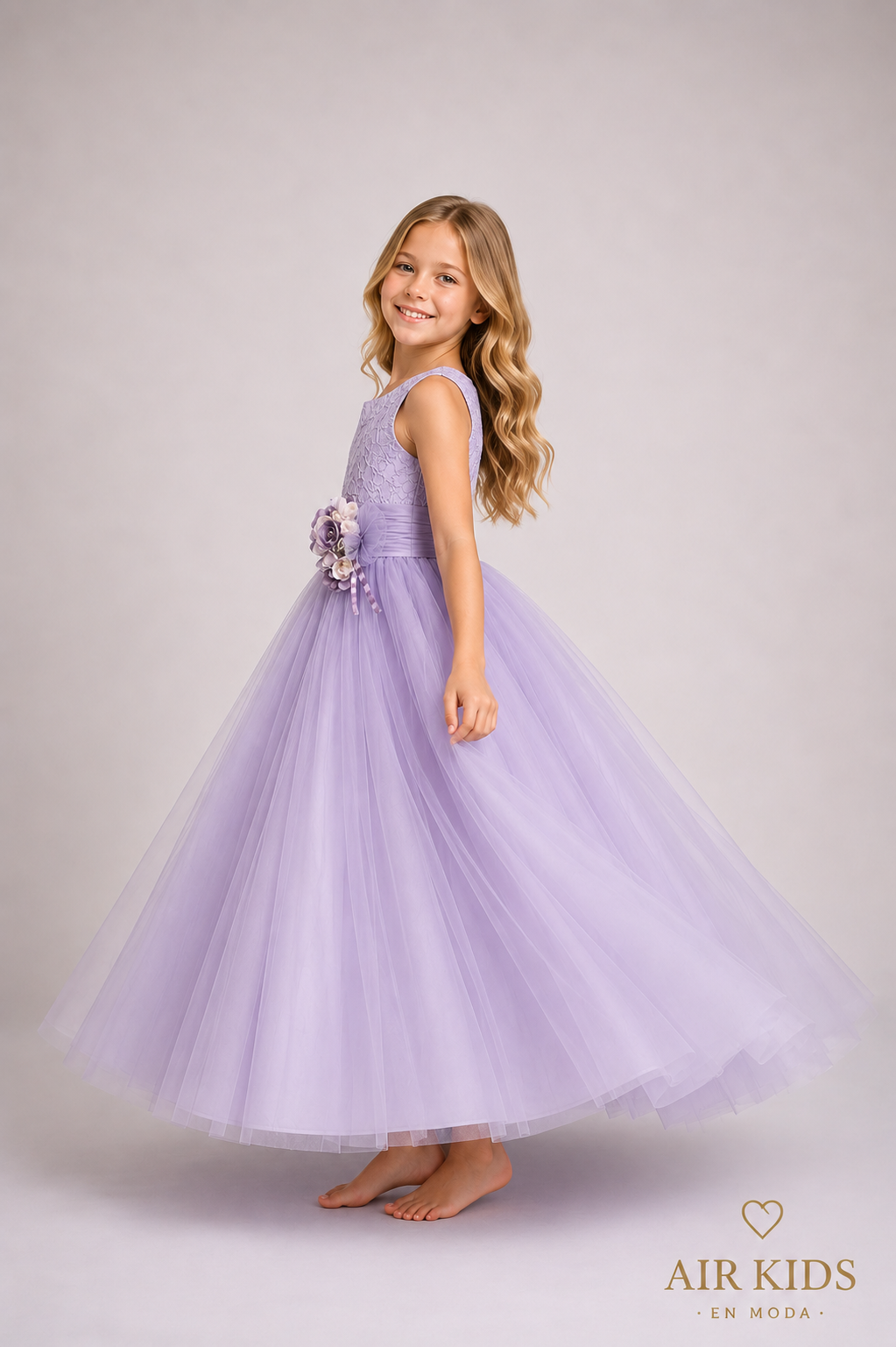 VESTIDO PRESENTACION ORGANZA Y TUL PETO BORDADO CON CORONA 26-003-8A