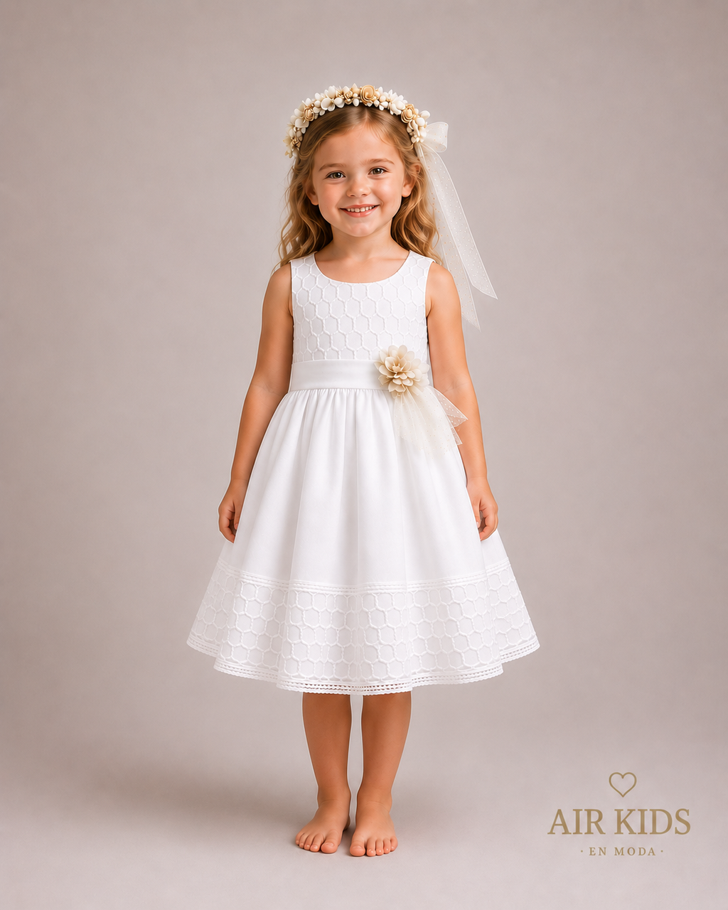 Vestido con Corona de Ceremonia para Niña 23-016