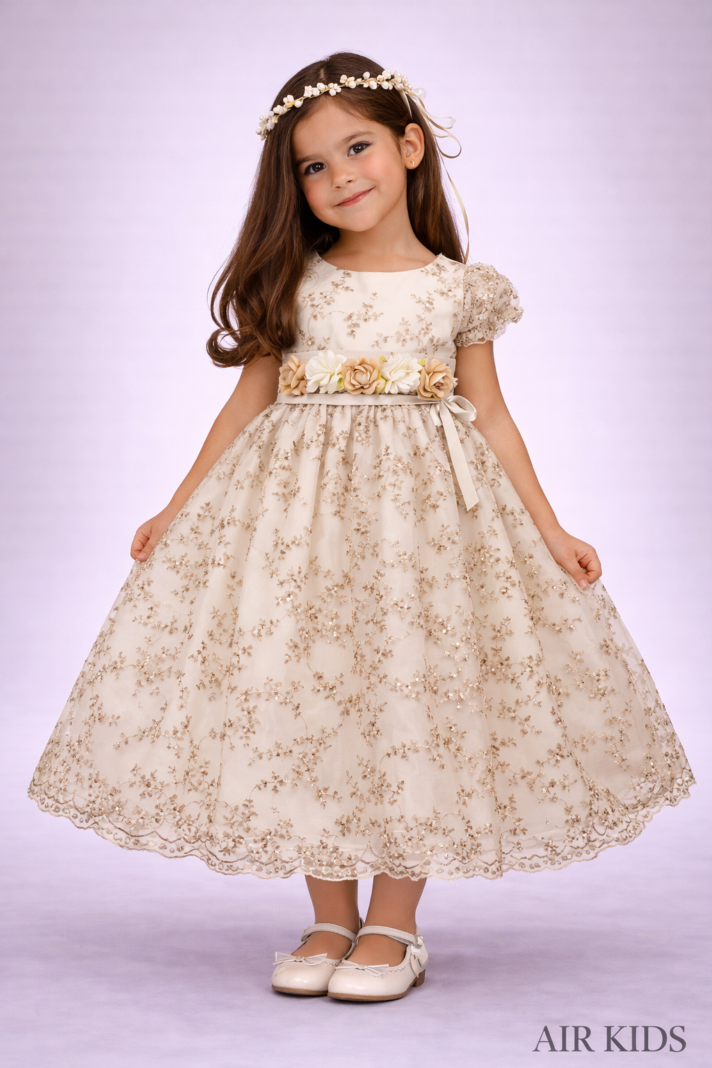 Vestido con Corona de Fiesta para Niña 23-514 Talla 4 Años