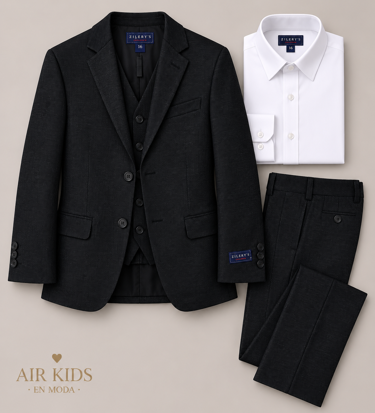 Traje para niño 3 pza Zilerys Gris 23245 Talla 16 Años