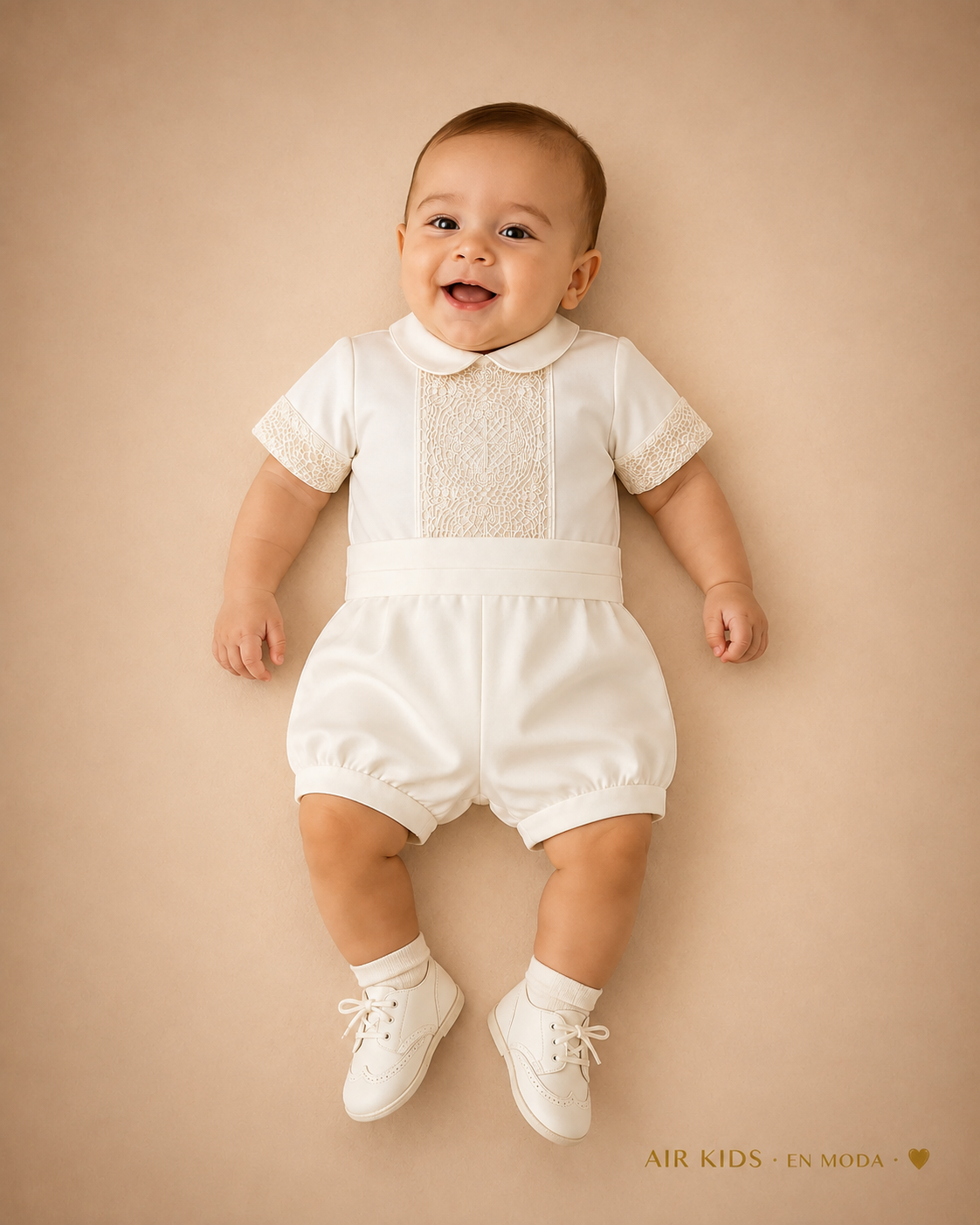 Bombacho satin dos piezas tira bordada 26-203-6M Talla 6 meses