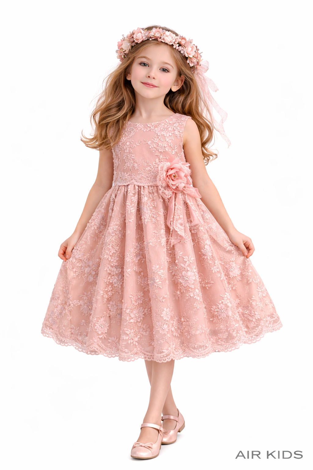 Vestido con Corona de Fiesta para Niña 22-012 Talla 6 Años