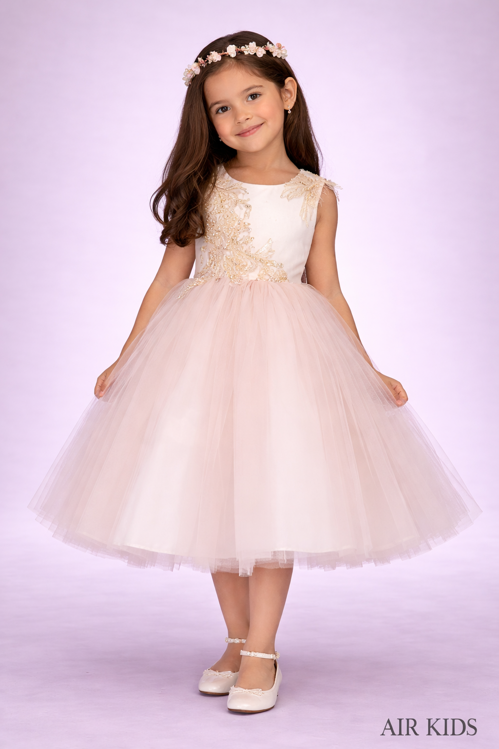 Vestido con Corona de Fiesta para Niña 24-010