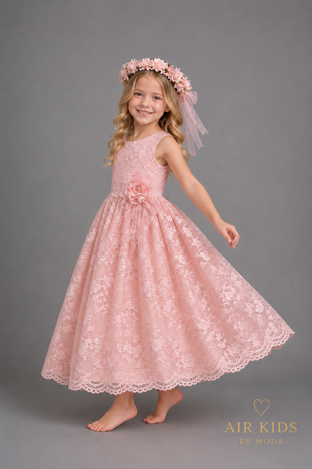 Vestido con Corona de Fiesta para Niña 22-012 Talla 6 Años