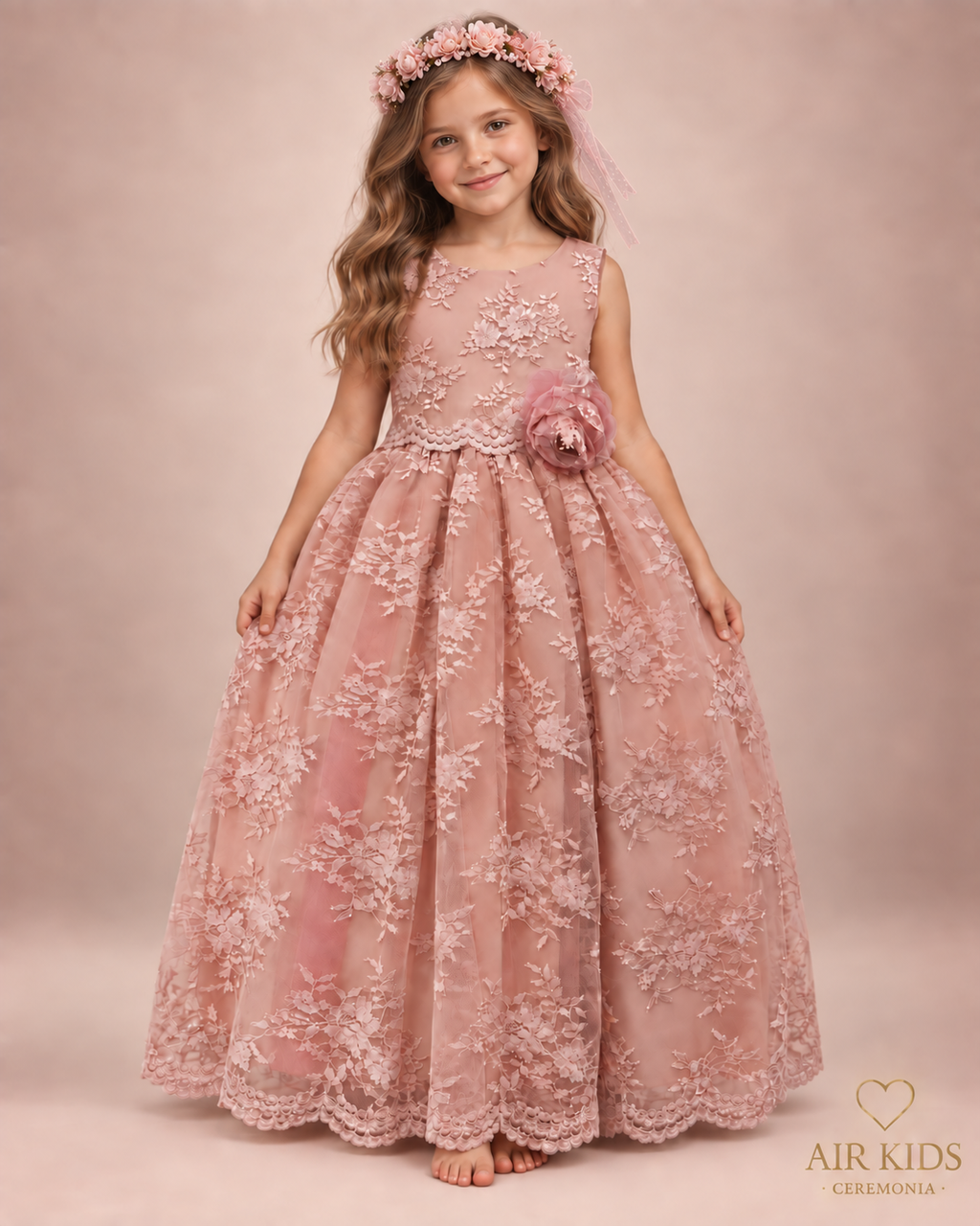 Vestido con Corona de Fiesta para Niña 22-012 Talla 6 Años