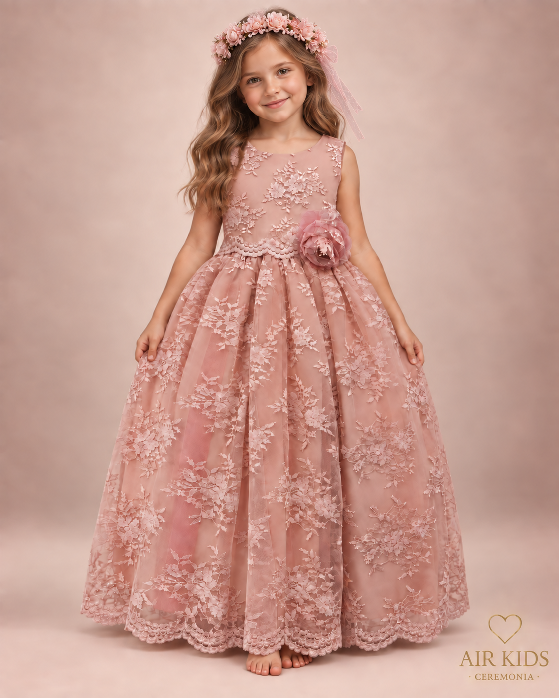 Vestido con Corona de Fiesta para Niña 22-012 Talla 6 Años