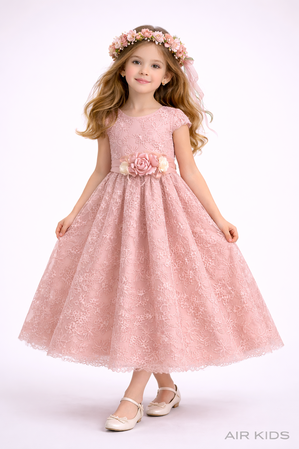 Vestido con Corona de Fiesta para Niña 23-507 Talla 6 Años