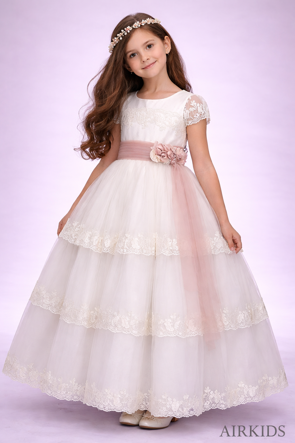 Vestido de Primera Comunión para niña 23-411 Talla 8 Años
