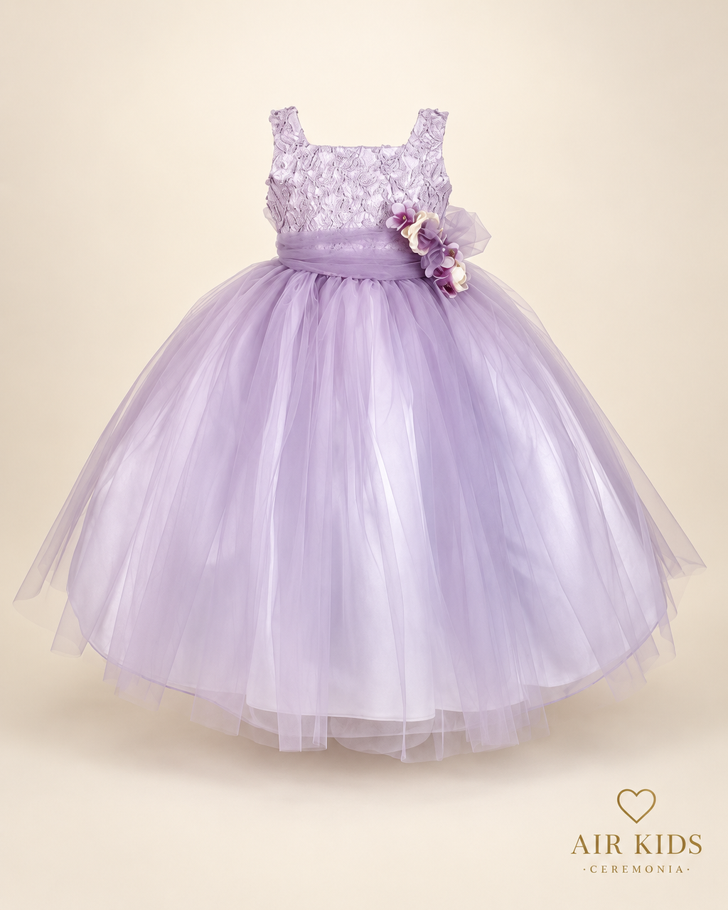 Vestido presentación organza y tul peto bordado con corona 26-003-8 años