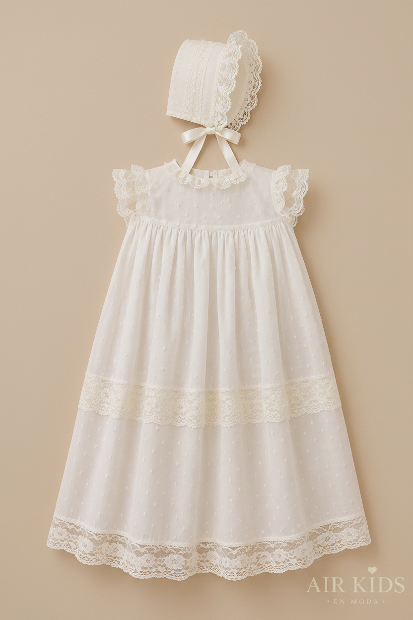 Ropón de Bautizo para Niña Lilus 23192 Talla 6 Meses