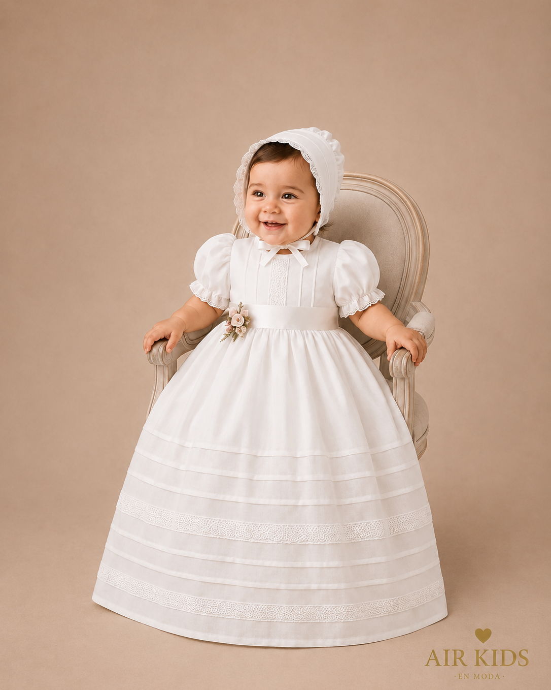 Bata de Bautizo para Niña Natalie & Fer 4022-08 Talla 12 Meses