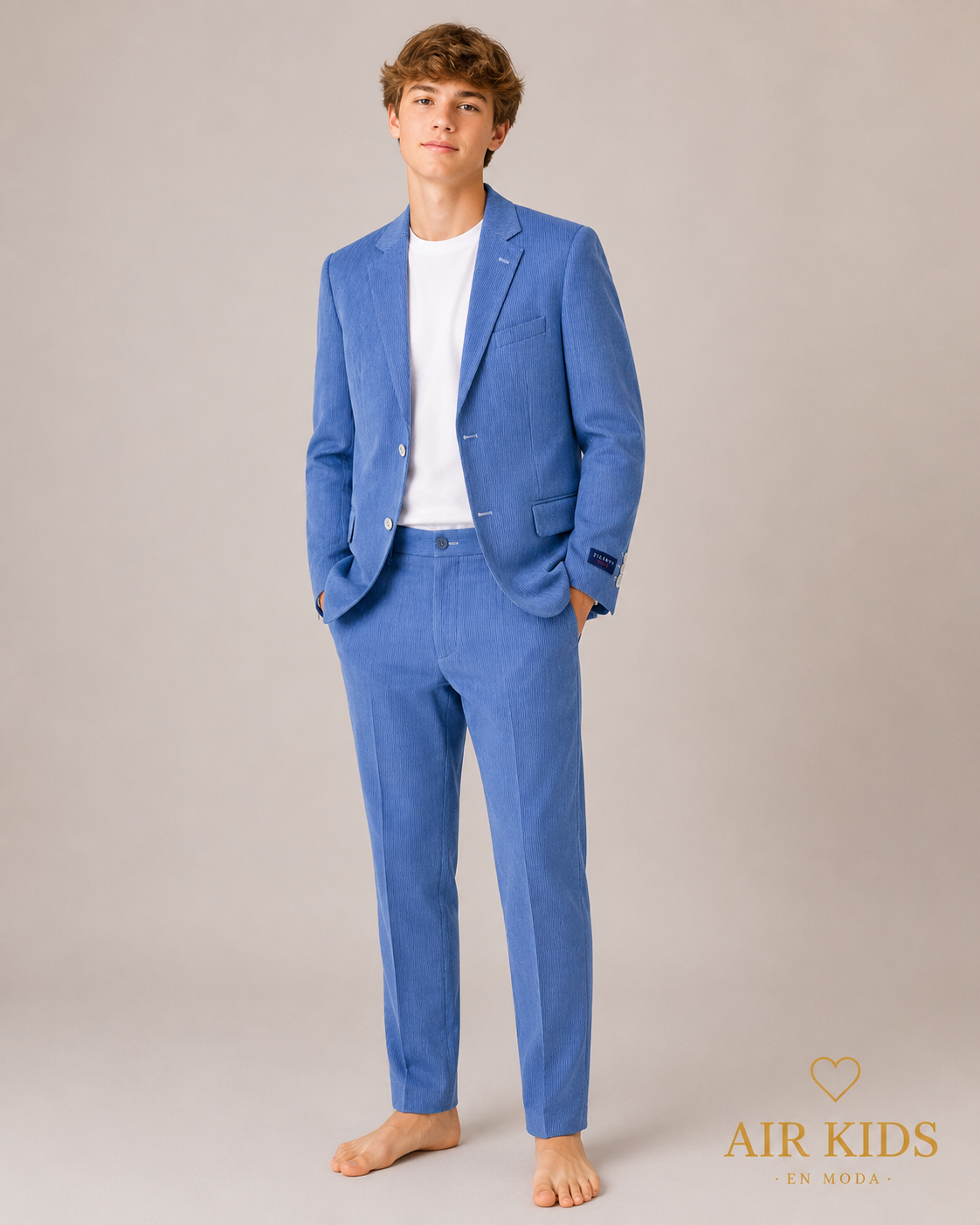 Traje para niño 4 pza Zilerys Azul rallado 621750 Talla 16 Años