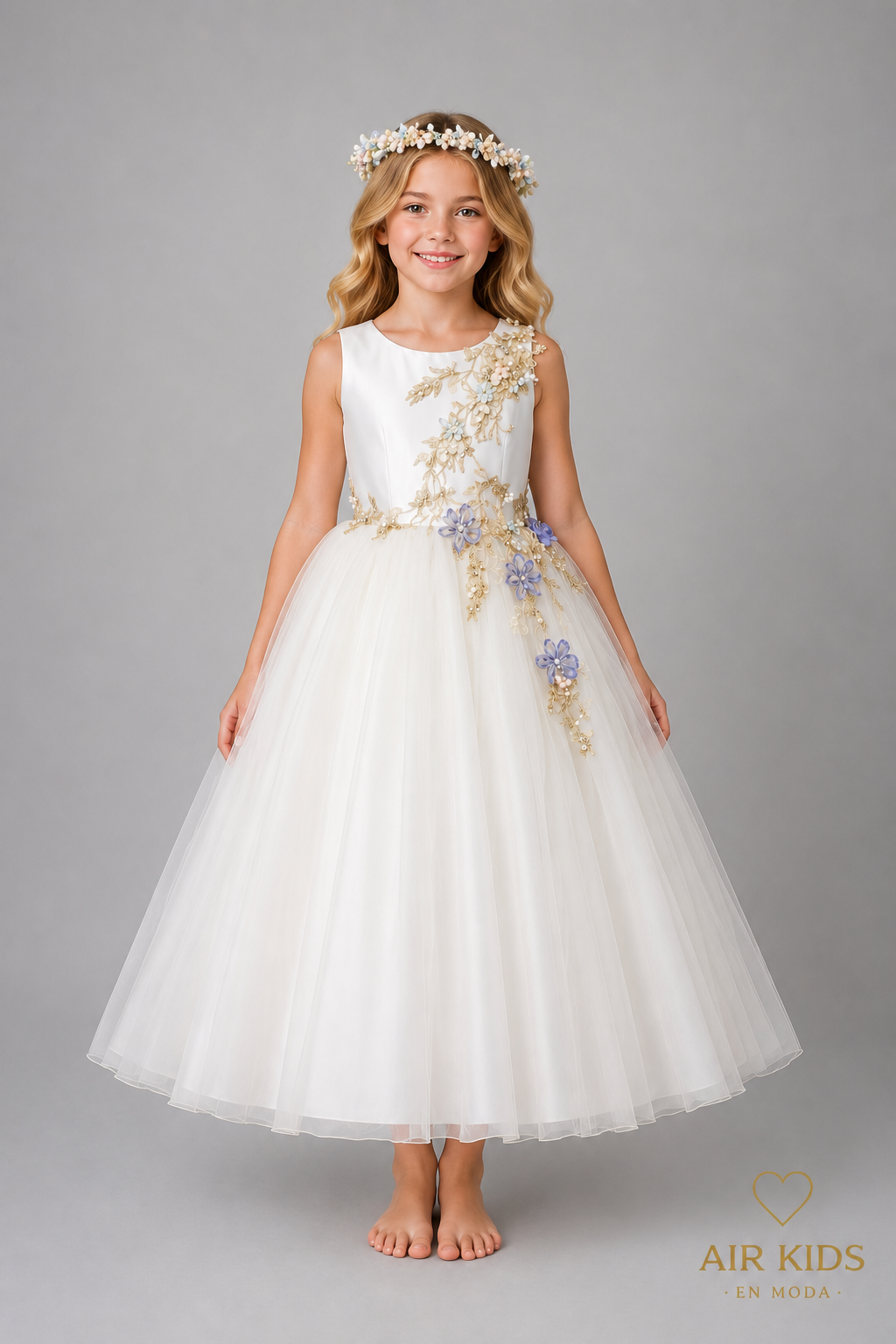 Vestido con Corona de Presentacion para Niña 24-006 Talla 8 Años