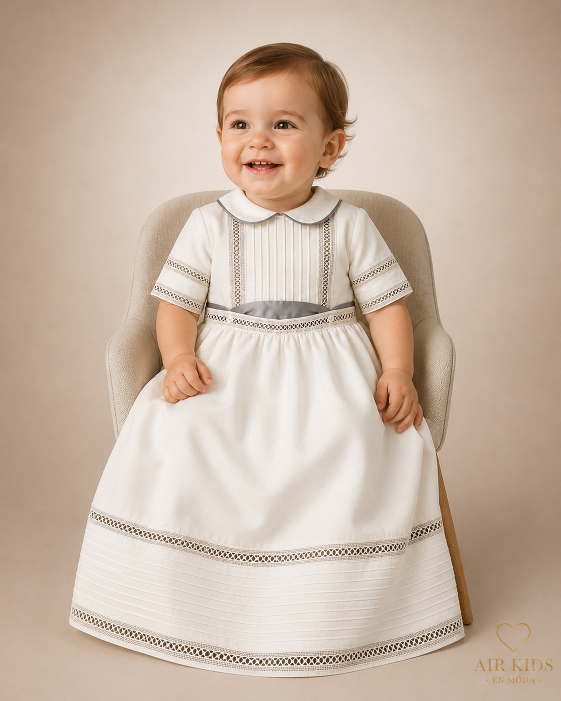 Ropón desmontable para Bautizo de Niño 23-851 Talla 18 Meses