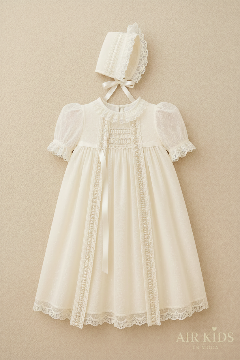 Ropón de Bautizo para Niña Lilus 23182 Talla 1 Año