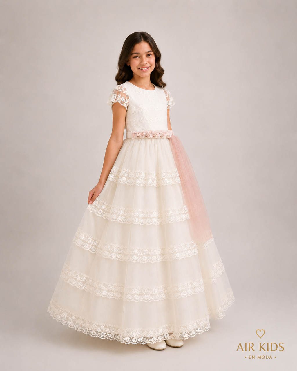 Vestido con Corona de Primera Comunión para Niña 23-420 Talla 12 años