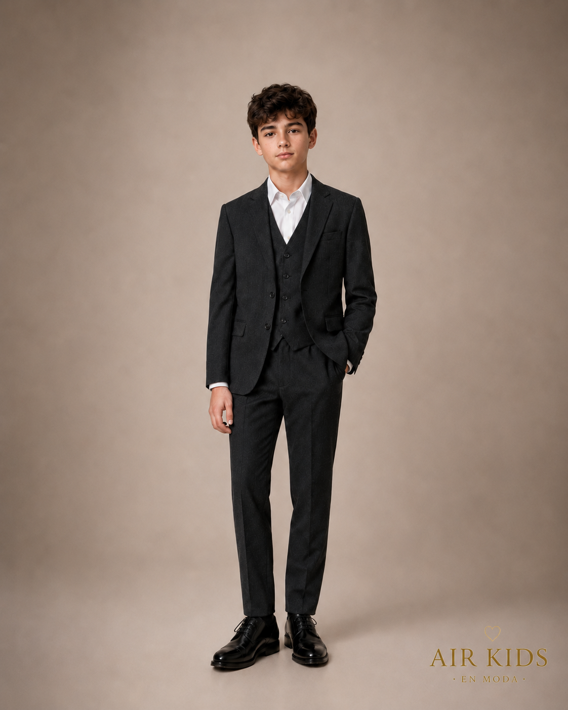 Traje para niño 4 pza Zilerys Gris 232456 Talla 16 Años