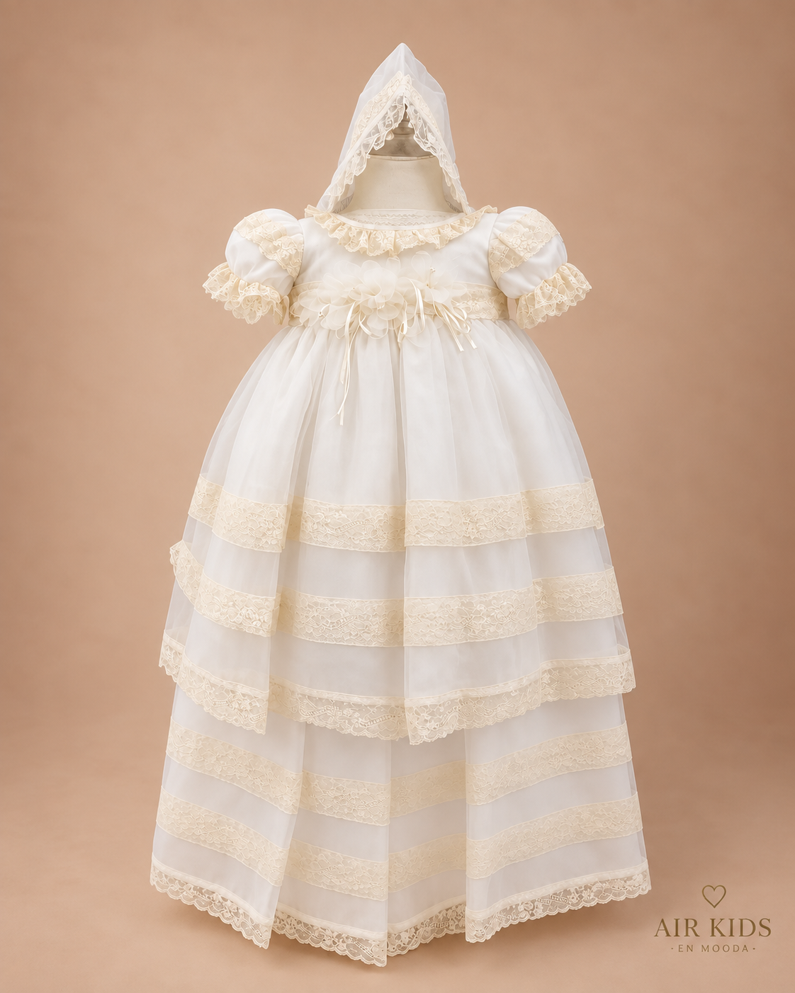 Ropón desmontable de Bautizo para Niña 08-733 Talla 12 meses