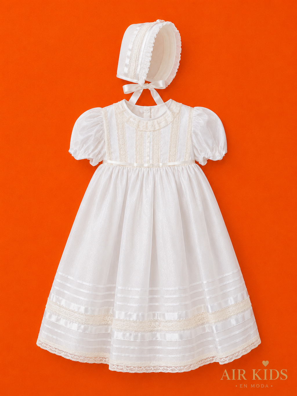 Ropon de Bautizo para Niña Montfariri 0141 Talla 18 Meses