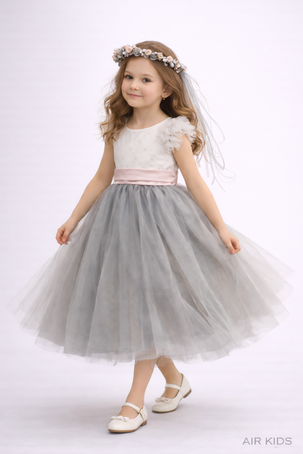 Vestido con Corona de Fiesta para Niña