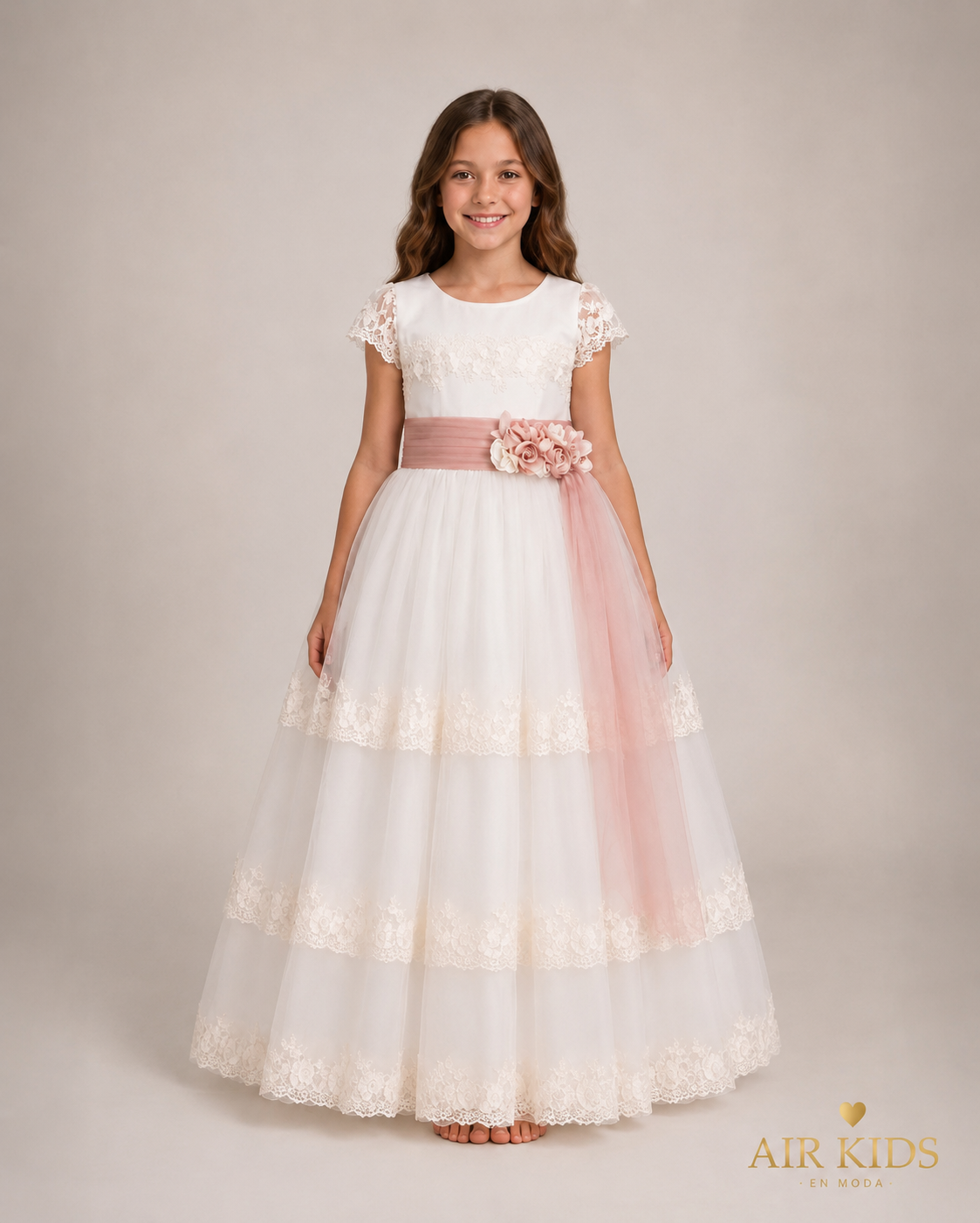 Vestido de Primera Comunión para niña 23-411 Talla 8 Años