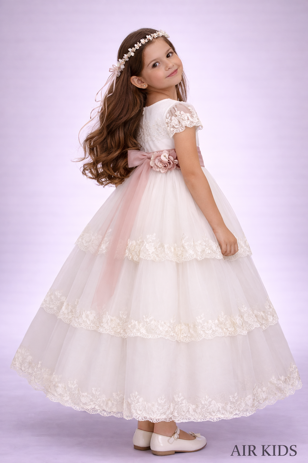 Vestido de Primera Comunión para niña 23-411 Talla 8 Años