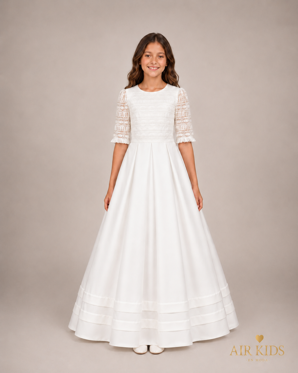 Vestido de Primera Comunión con Corona para Niña 21-410 Talla 10 Años