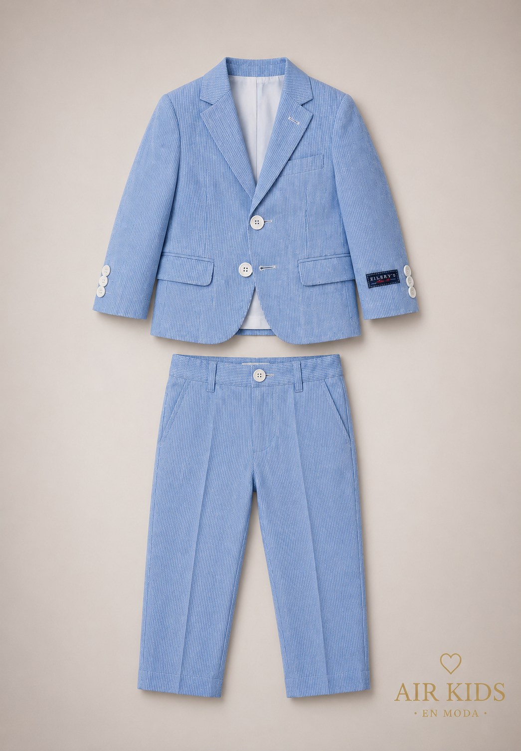 Traje para niño 2 pza Zilerys Azul rallas 621701 Talla 2 Años
