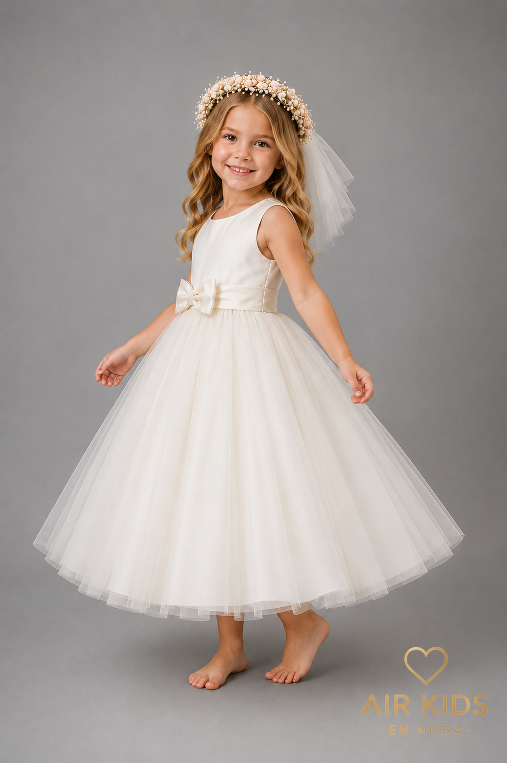 Vestido con Corona de Fiesta para Niña 23-007