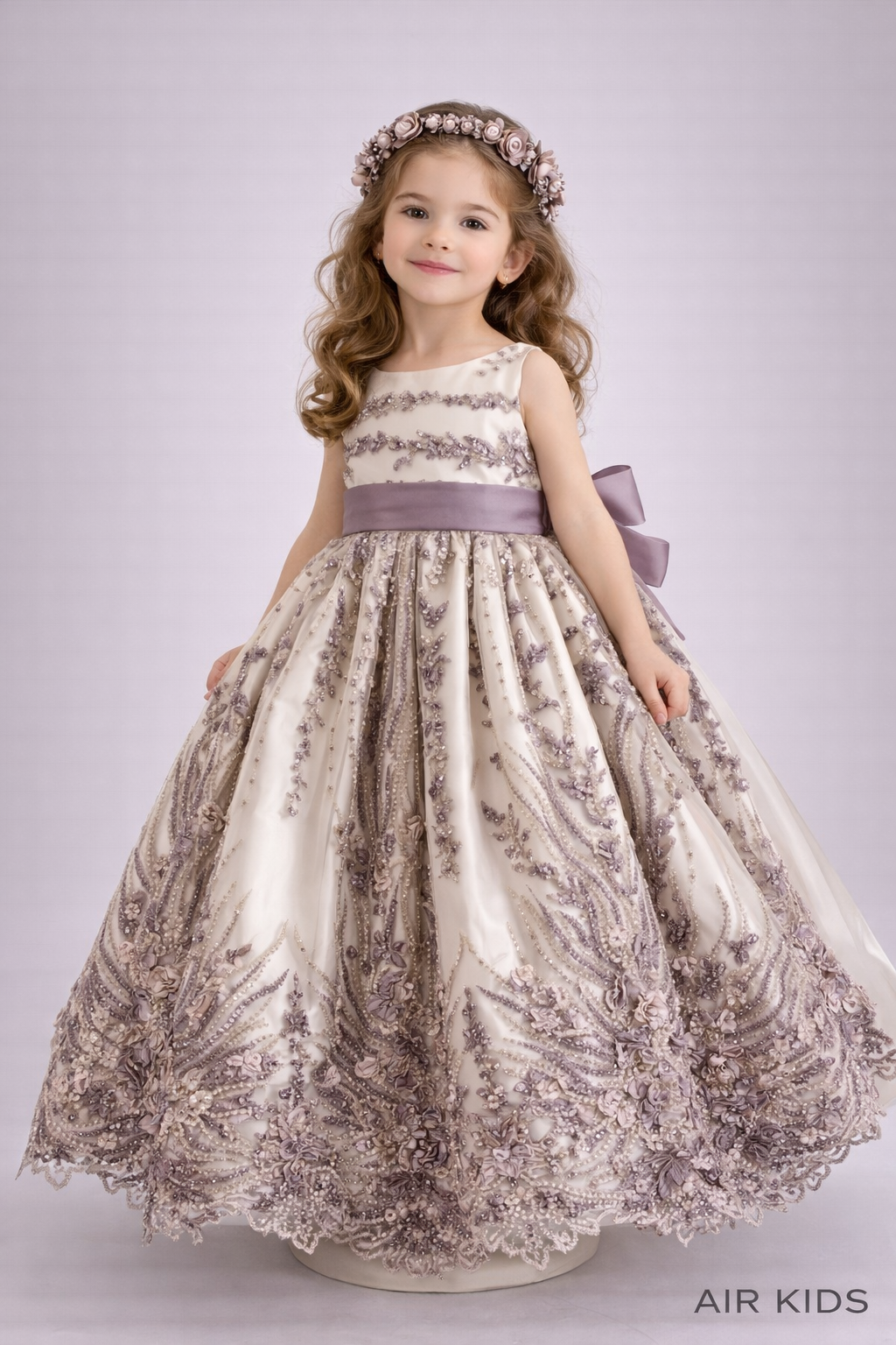 Vestido con Corona de Fiesta para Niña 23-523 Talla 6 Años