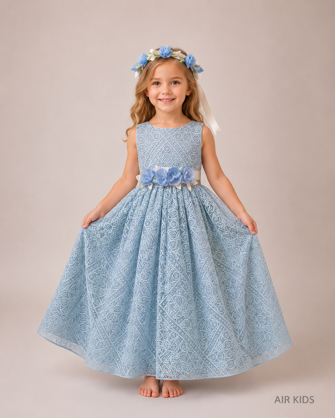 Vestido con Corona de Fiesta para Niña 23-027