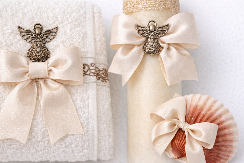 Kit de Bautizo Vela y Toalla Angel BEIGE 6564