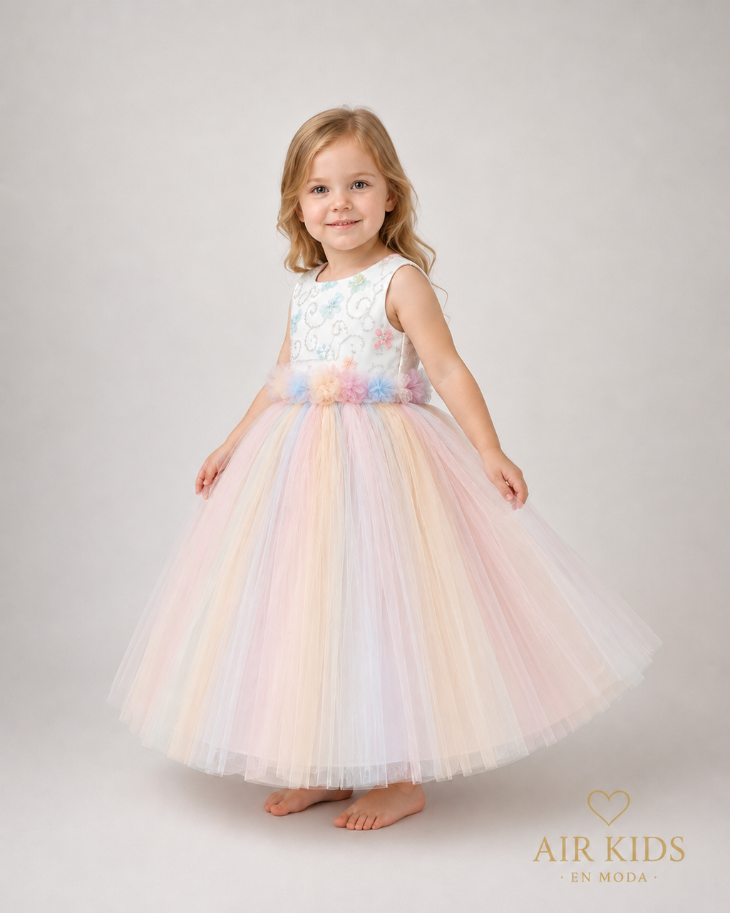 VESTIDO PRESENTACION FALDA TUL TIRAS PETO BORDADO CON CORONA 26-005-3AÑOS