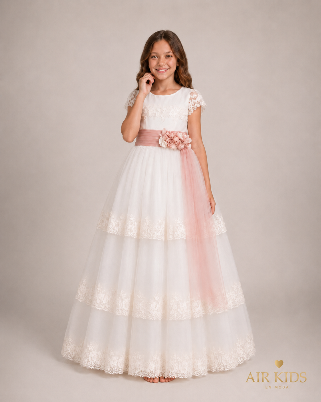 Vestido de Primera Comunión para niña 23-411 Talla 8 Años