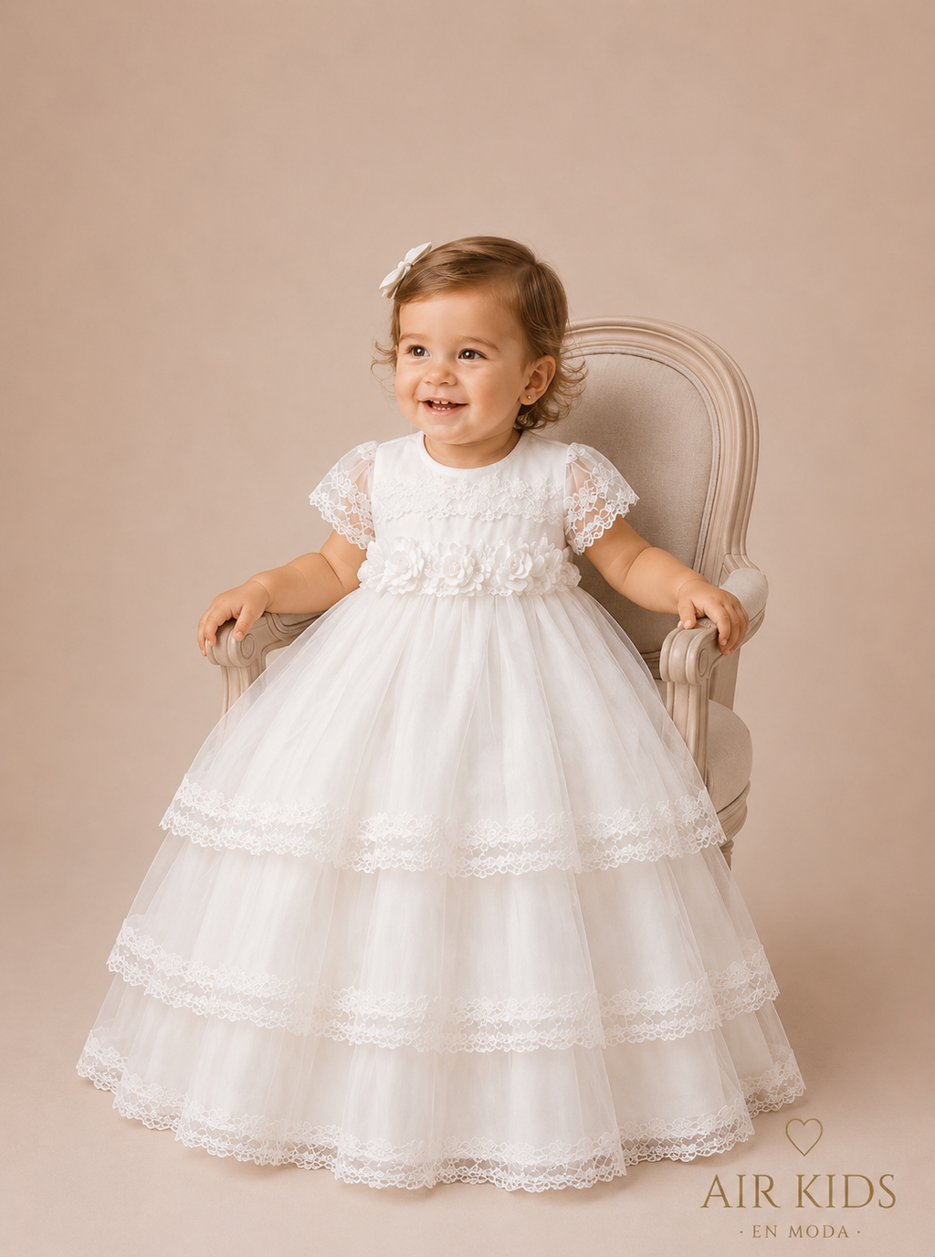Ropón desmontable de Bautizo para Niña 18-959 Talla 18