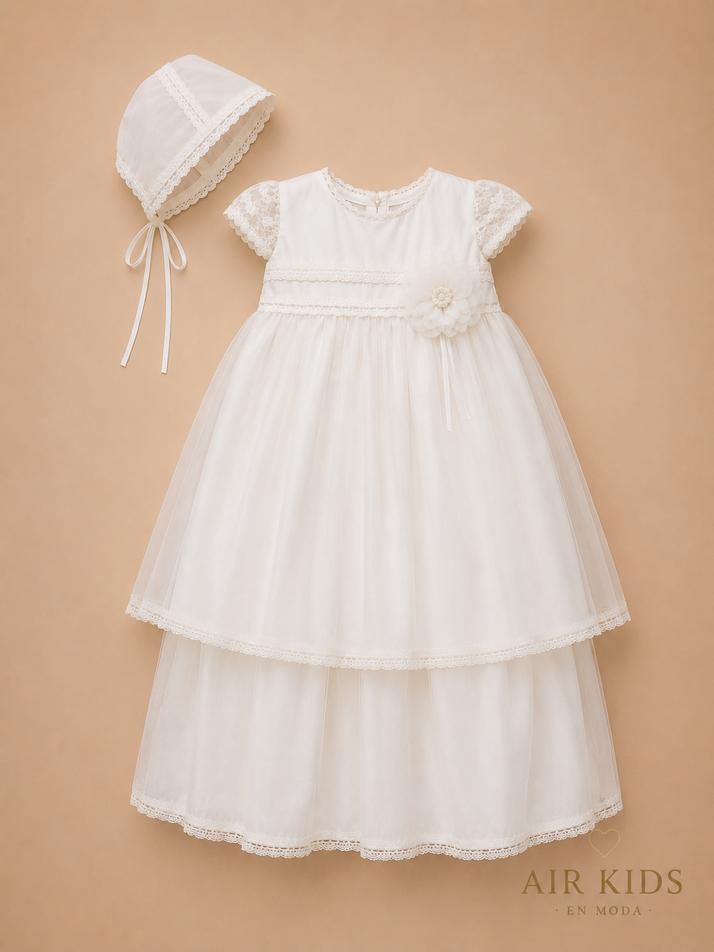 Ropón desmontable de Bautizo para Niña 17-469 Talla 18