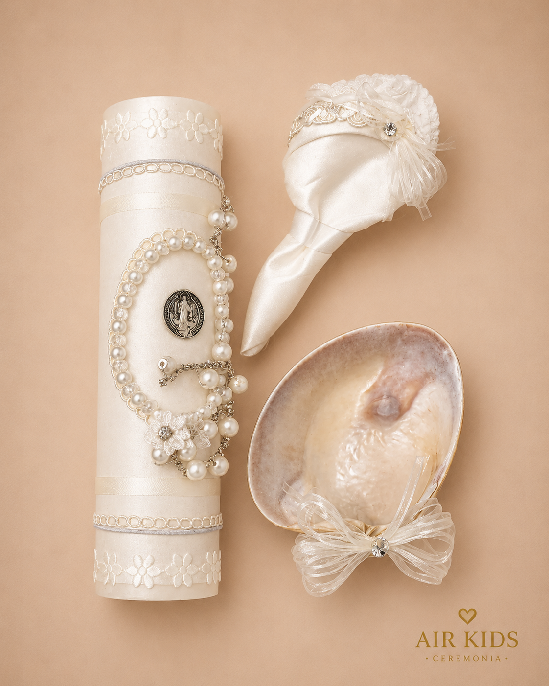 Kit de Bautizo Vela y Pañuelo San Benito para Niño