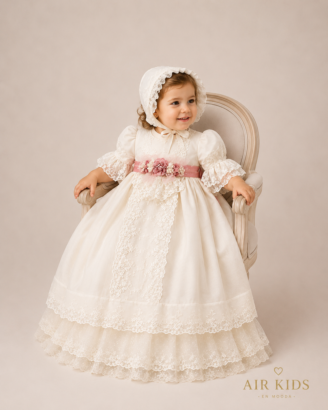 Ropon de Bautizo con gorrito para Niña 24-955 Talla 24 Meses