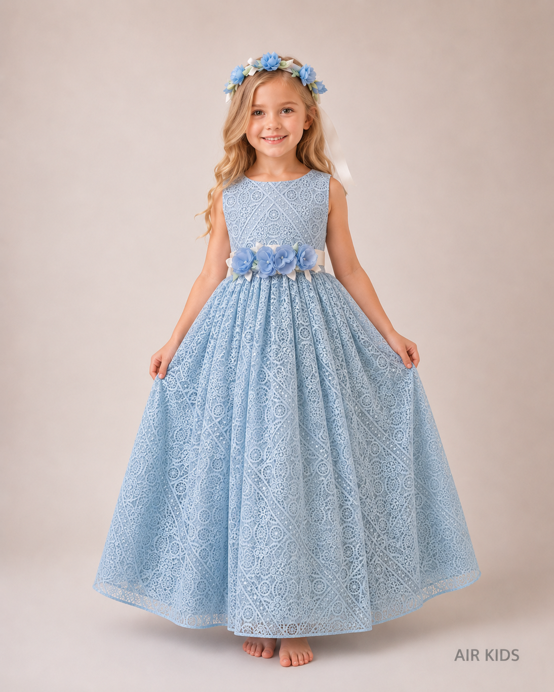 Vestido con Corona de Fiesta para Niña 23-027