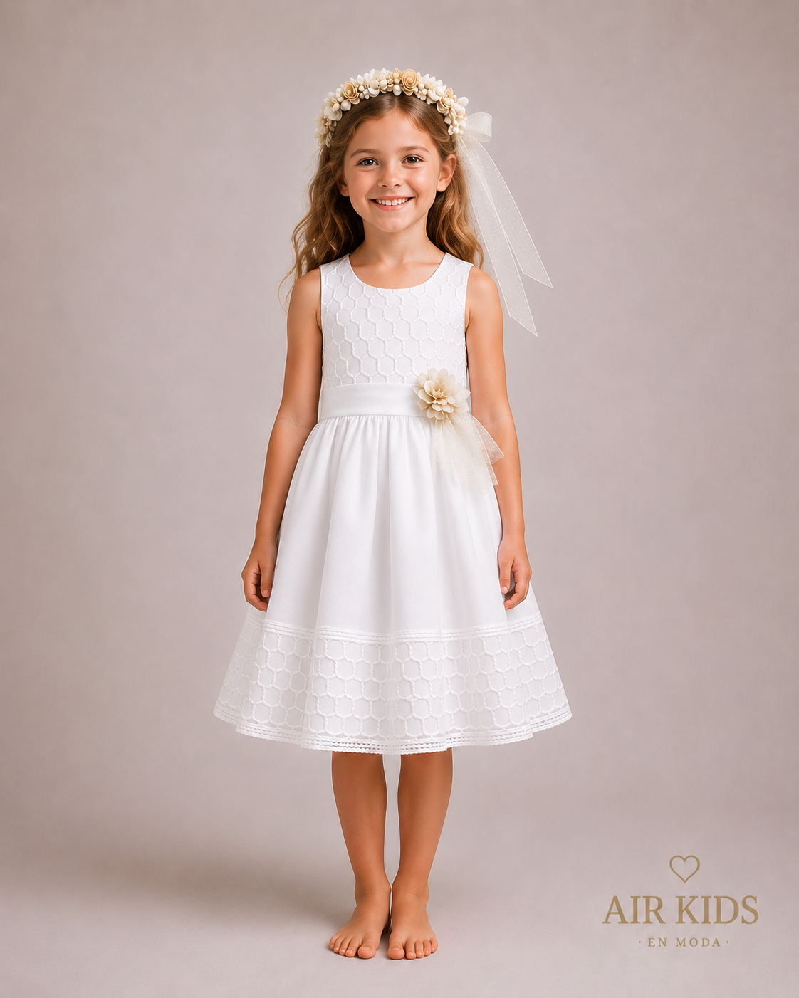 Vestido con Corona de Ceremonia para Niña 23-016