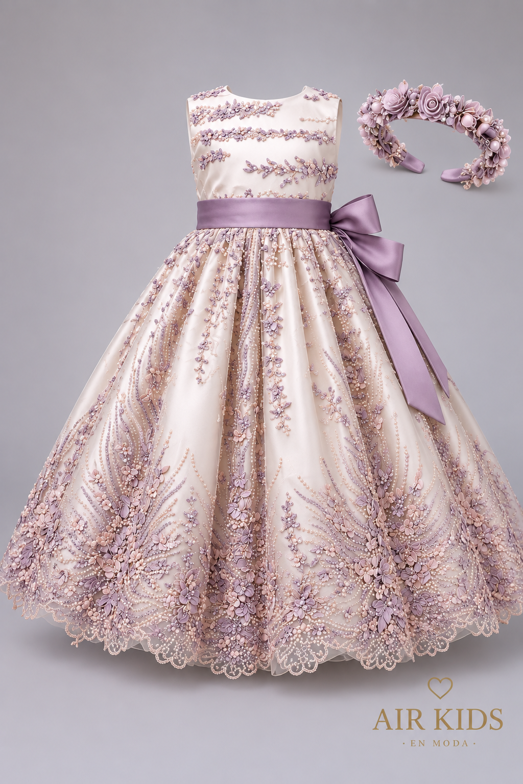 Vestido con Corona de Fiesta para Niña 23-523 Talla 6 Años