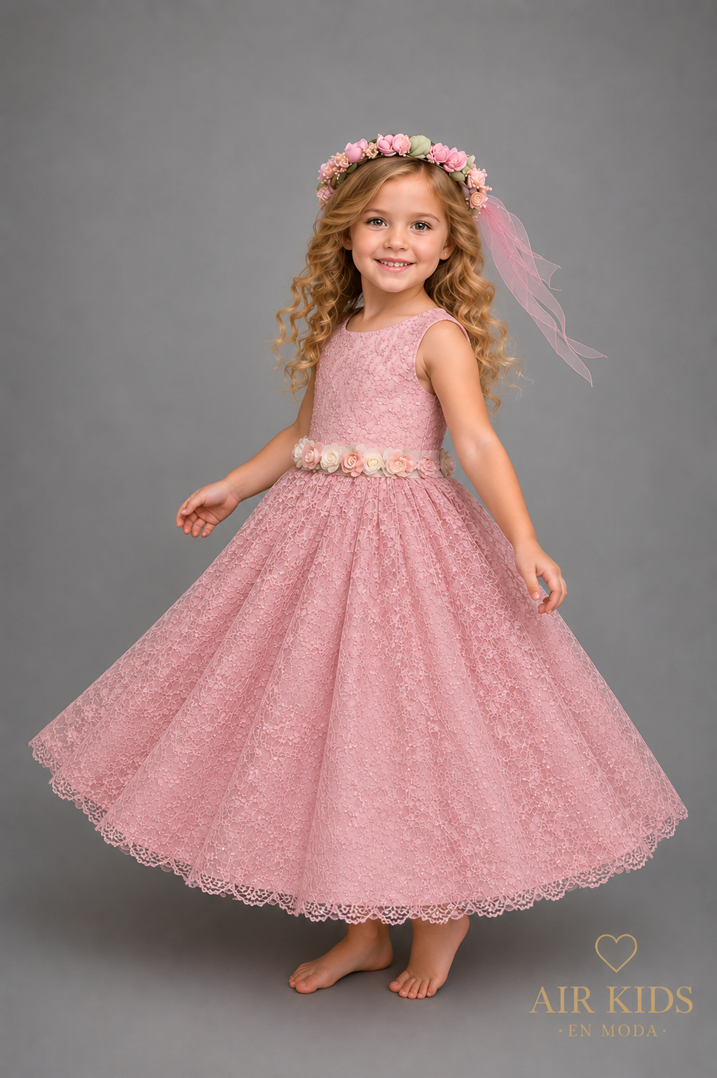 Vestido con Corona de Fiesta para Niña 23-014