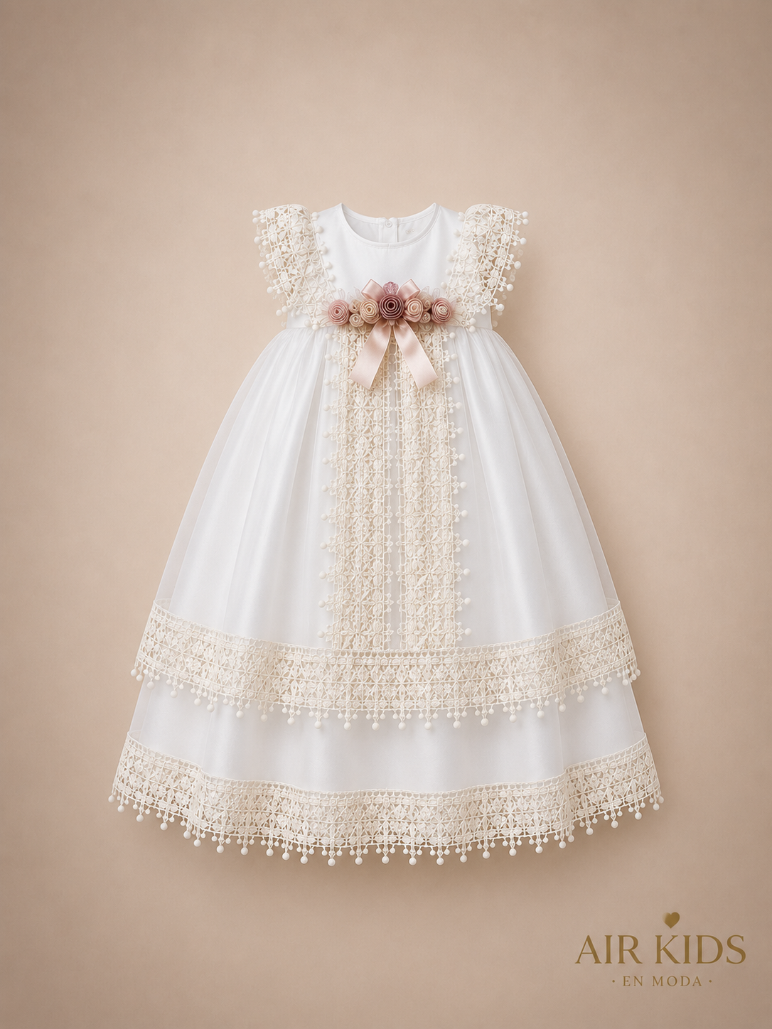 Ropon desmontable tergal frances tira bordada 26-457 Talla 18 meses