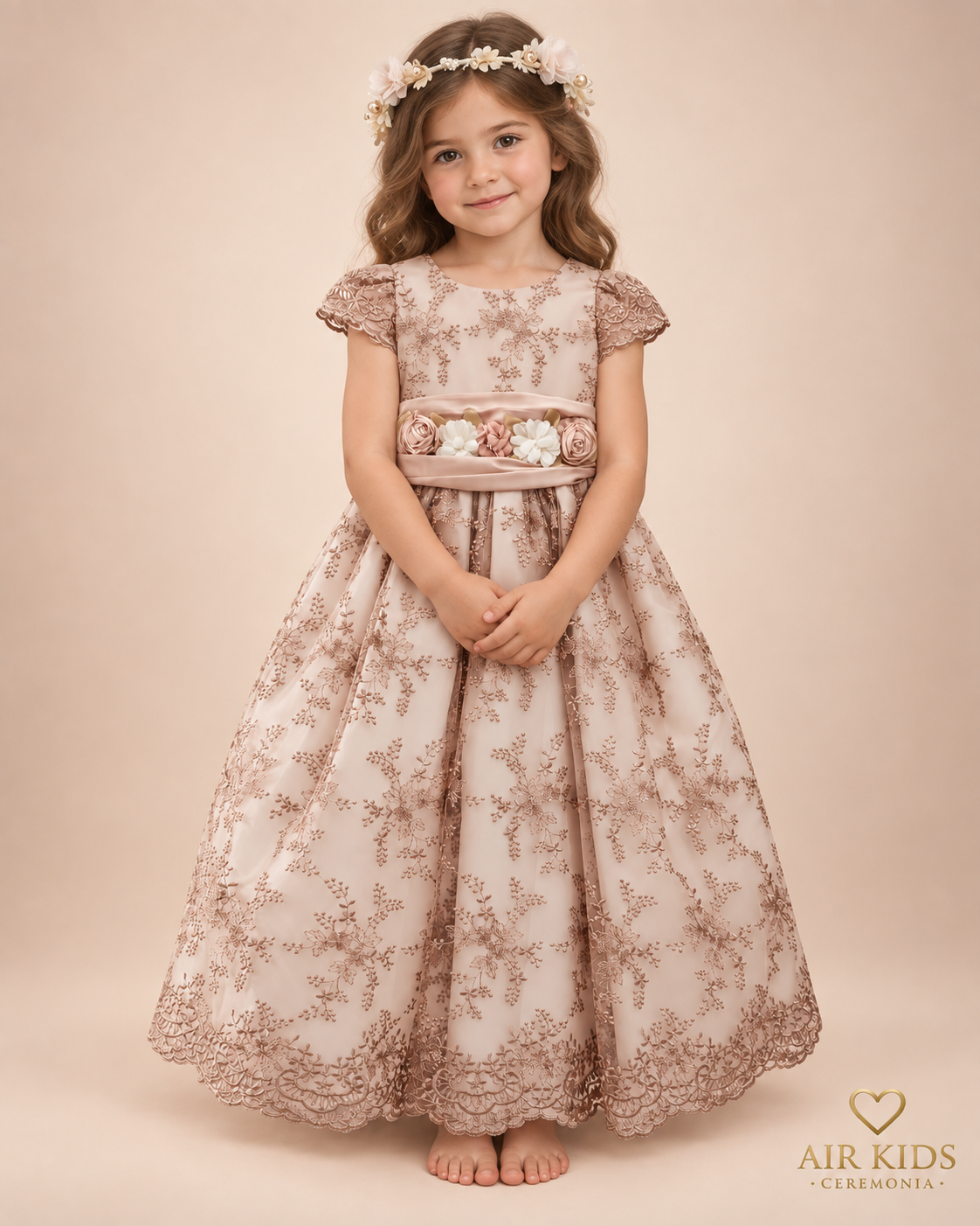 Vestido con Corona de Fiesta para Niña 23-514 Talla 4 Años