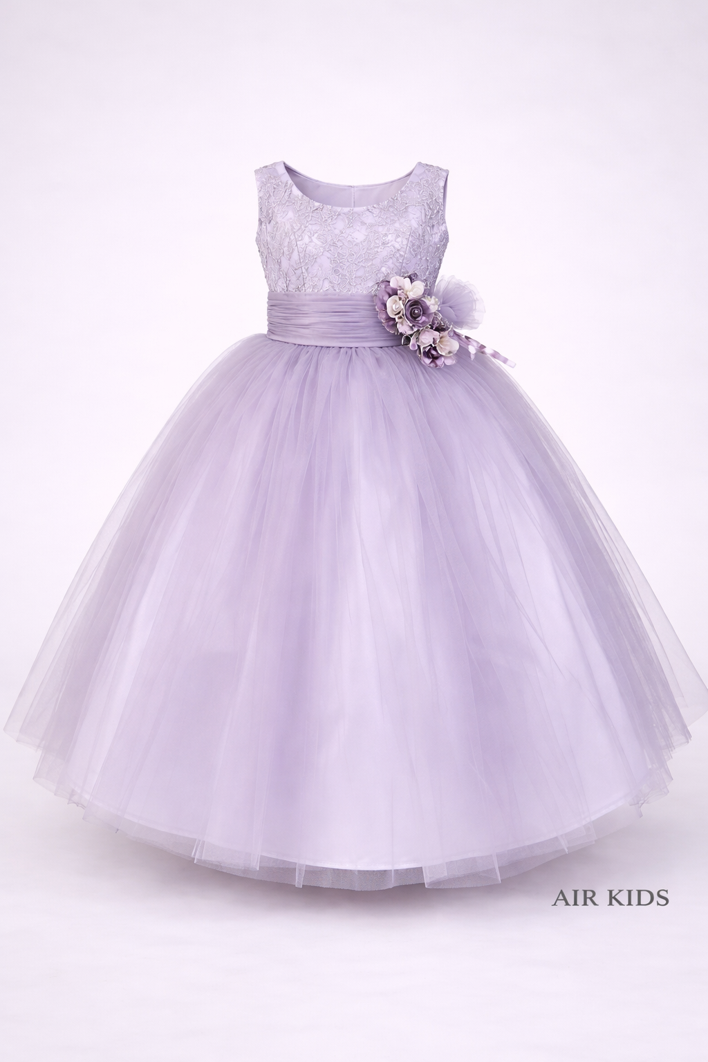 VESTIDO PRESENTACION ORGANZA Y TUL PETO BORDADO CON CORONA 26-003-8A